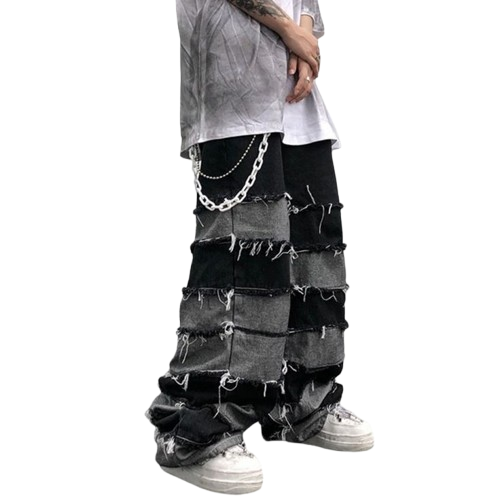 Model wearing custom jeans